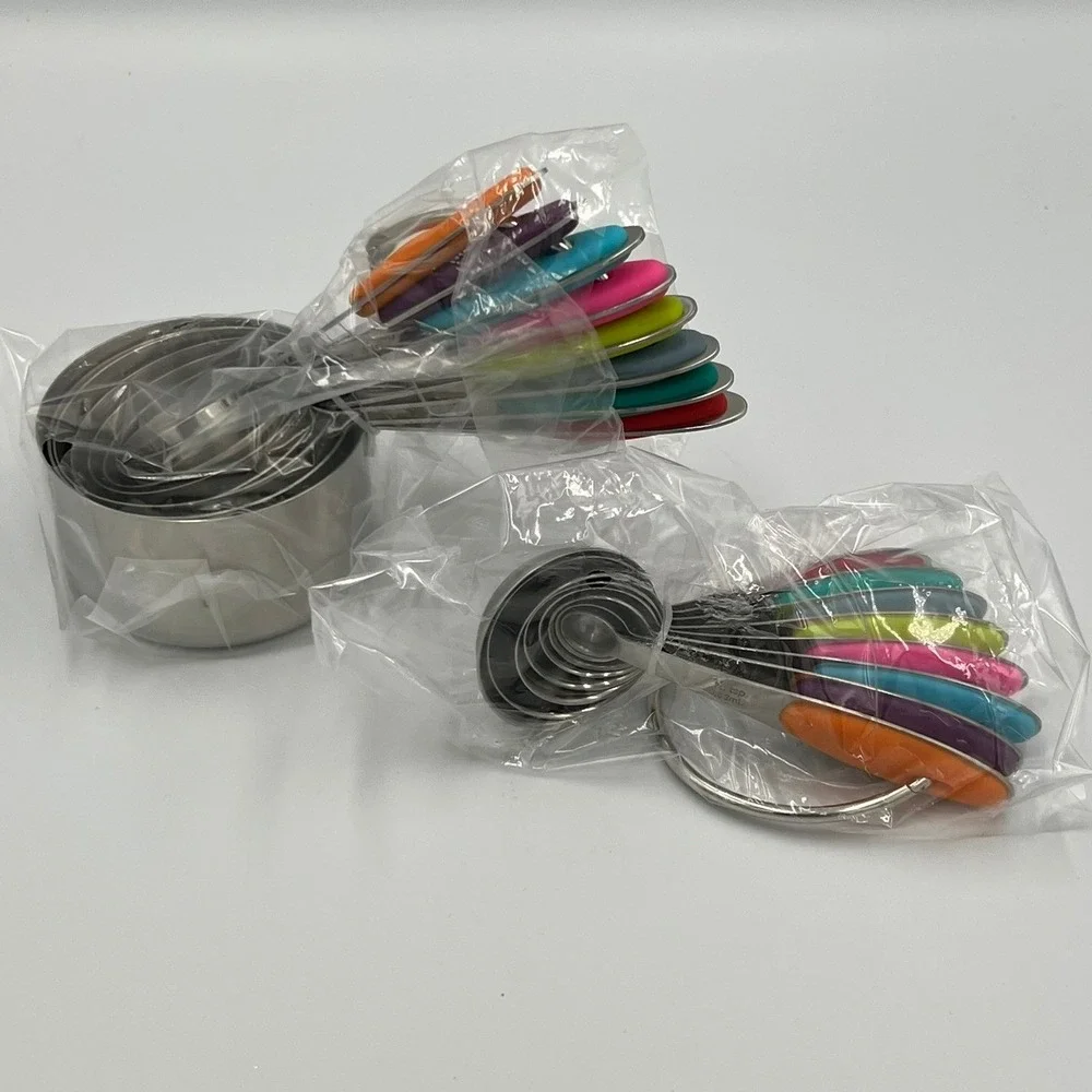 Wildone Measuring Cups Spoons Set 16pc Stainless Steel Multicolor New